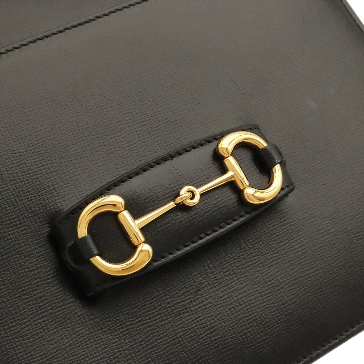 Gucci Horsebit Shoulder Bag Pochette Crossbody Leather Black Gold — view 6
