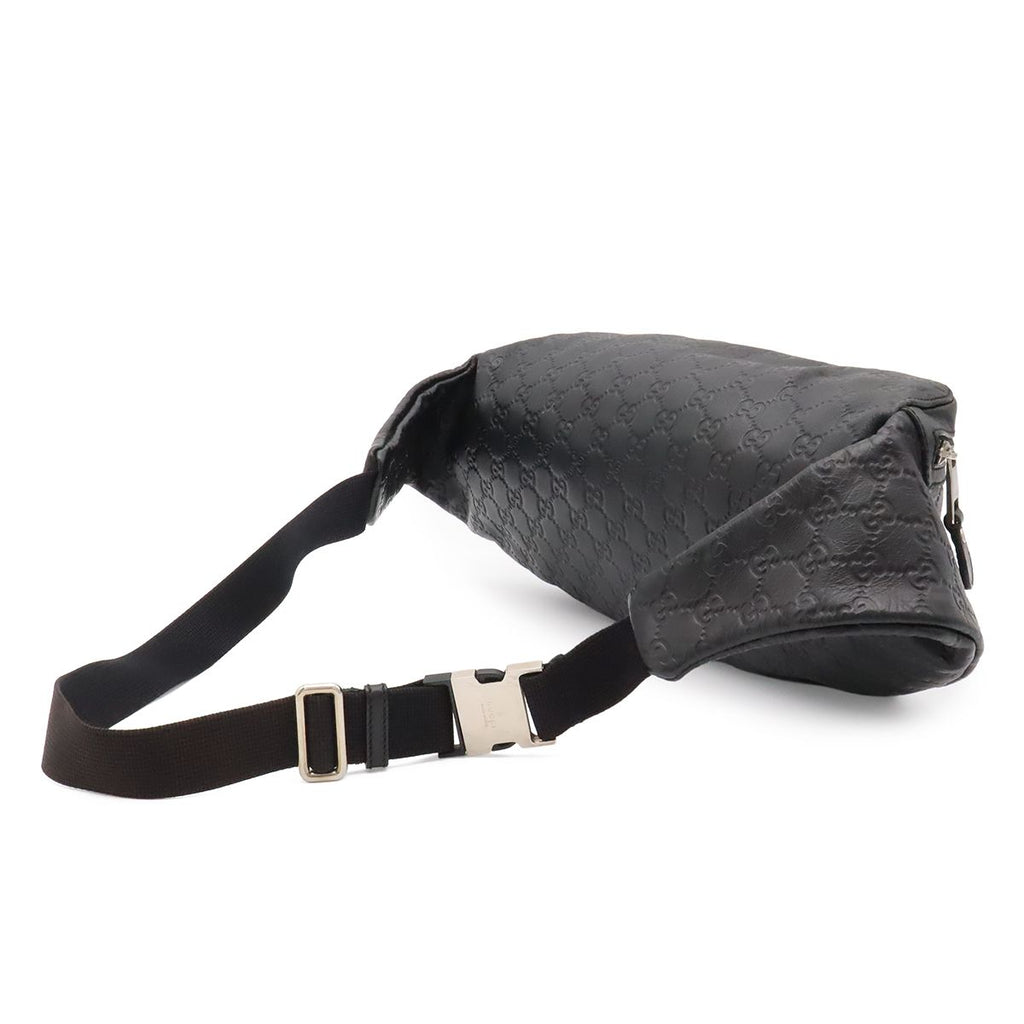 Gucci Guccissima Belt Bag Waist Pouch Hip Rubber Coating Leather Black Silver — view 2