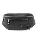 Gucci Guccissima Belt Bag Waist Pouch Hip Rubber Coating Leather Black Silver