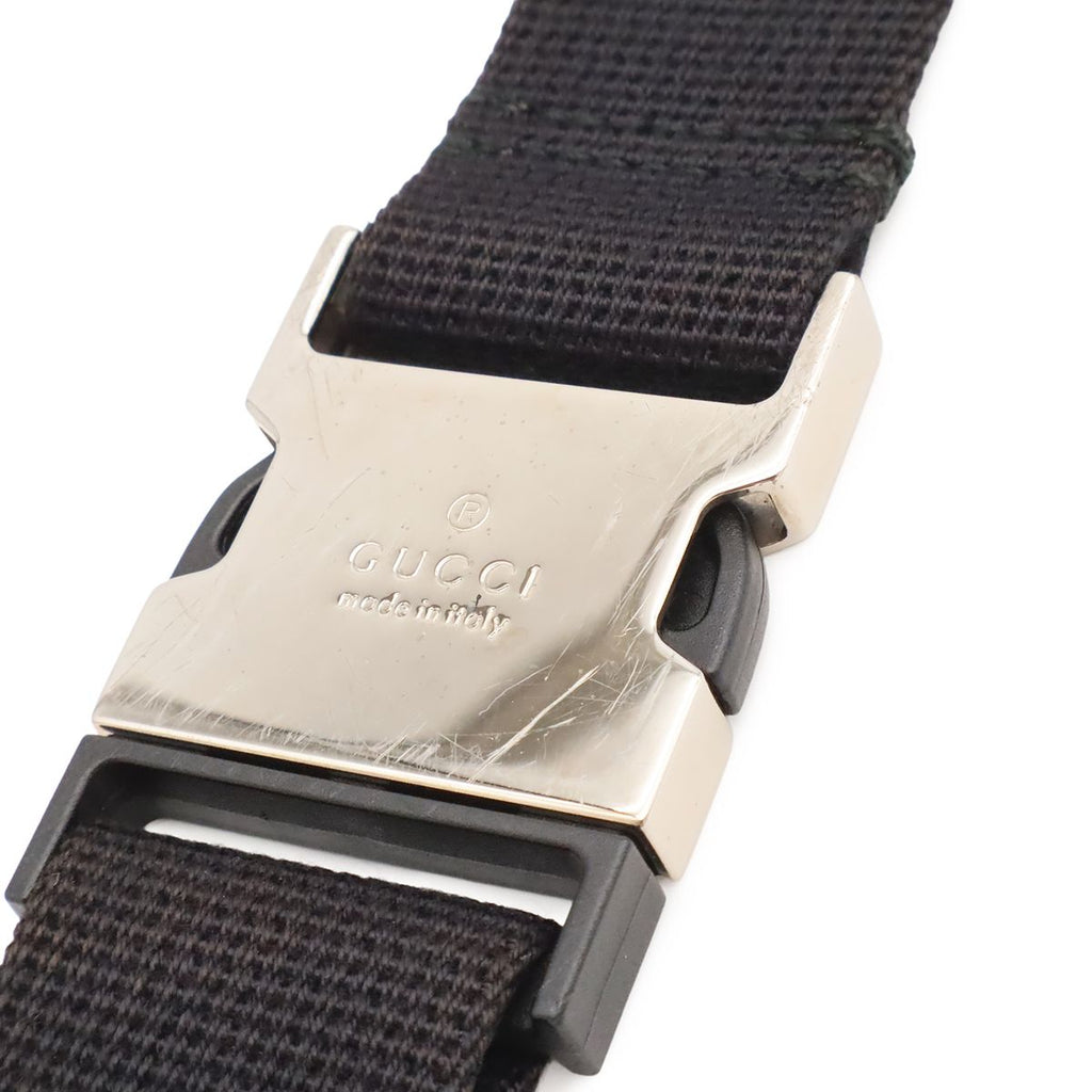 Gucci Guccissima Belt Bag Waist Pouch Hip Rubber Coating Leather Black Silver — view 9