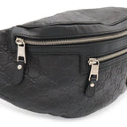Gucci Guccissima Belt Bag Waist Pouch Hip Rubber Coating Leather Black Silver — view 6