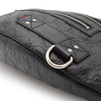 Gucci Guccissima Belt Bag Waist Pouch Hip Rubber Coating Leather Black Silver — view 3
