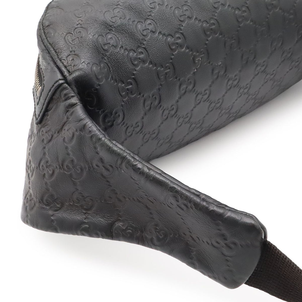 Gucci Guccissima Belt Bag Waist Pouch Hip Rubber Coating Leather Black Silver — view 4