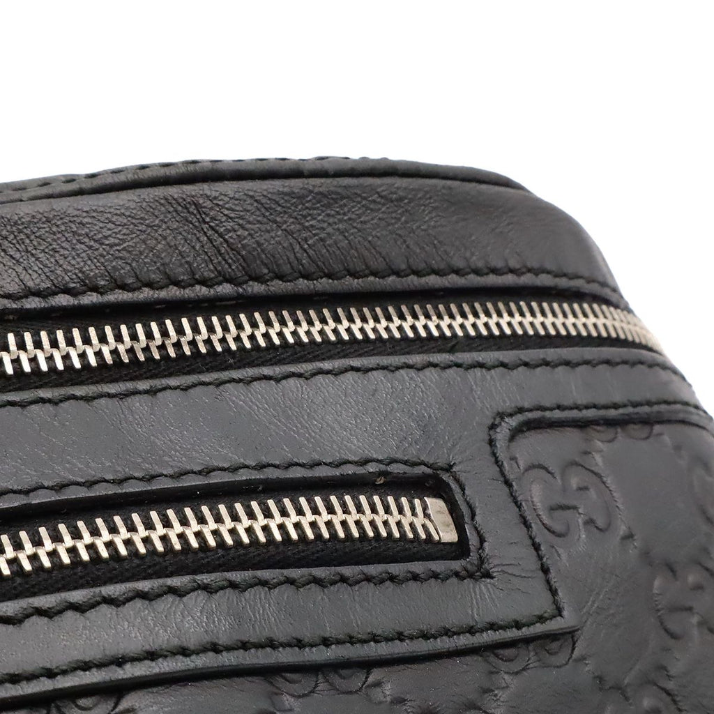 Gucci Guccissima Belt Bag Waist Pouch Hip Rubber Coating Leather Black Silver — view 8