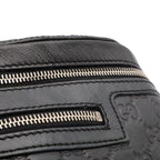 Gucci Guccissima Belt Bag Waist Pouch Hip Rubber Coating Leather Black Silver — view 8
