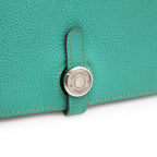 Hermes Dogon Duo GM 2 Fold Wallet 2 Togo Leather Lagon Emerald Green Silver Coin — view 4
