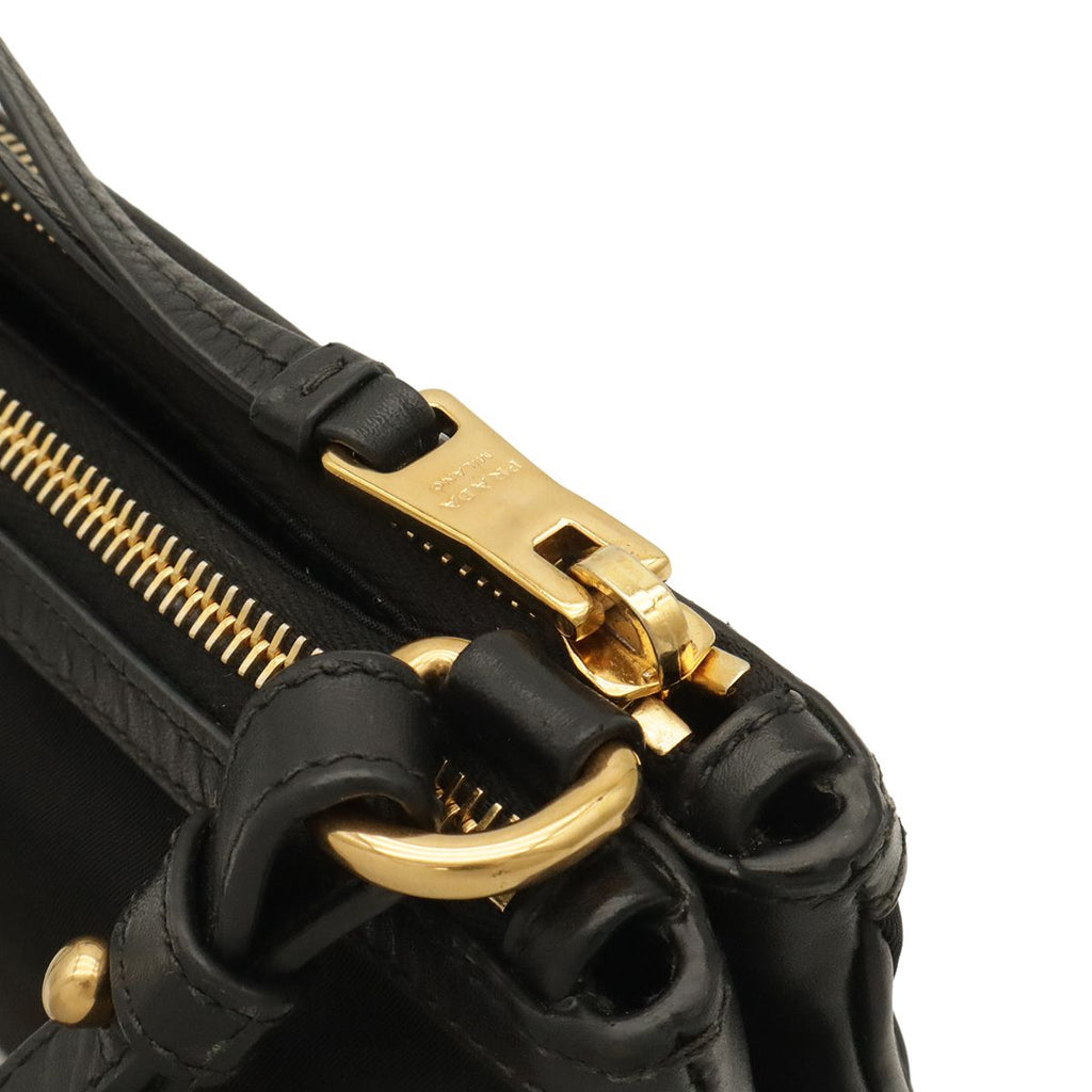 Prada Shoulder Bag Pochette 2-Way Clutch Nylon Leather Nero Black Gold — view 5