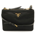 Prada Shoulder Bag Pochette 2-Way Clutch Nylon Leather Nero Black Gold
