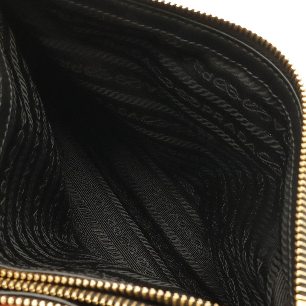 Prada Shoulder Bag Pochette 2-Way Clutch Nylon Leather Nero Black Gold — view 6