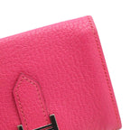 Hermes Bearn Card Case Business Holder Chevre Leather Rose Shocking Pink Silver — view 5