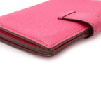 Hermes Bearn Card Case Business Holder Chevre Leather Rose Shocking Pink Silver — view 3