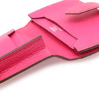 Hermes Bearn Card Case Business Holder Chevre Leather Rose Shocking Pink Silver — view 9