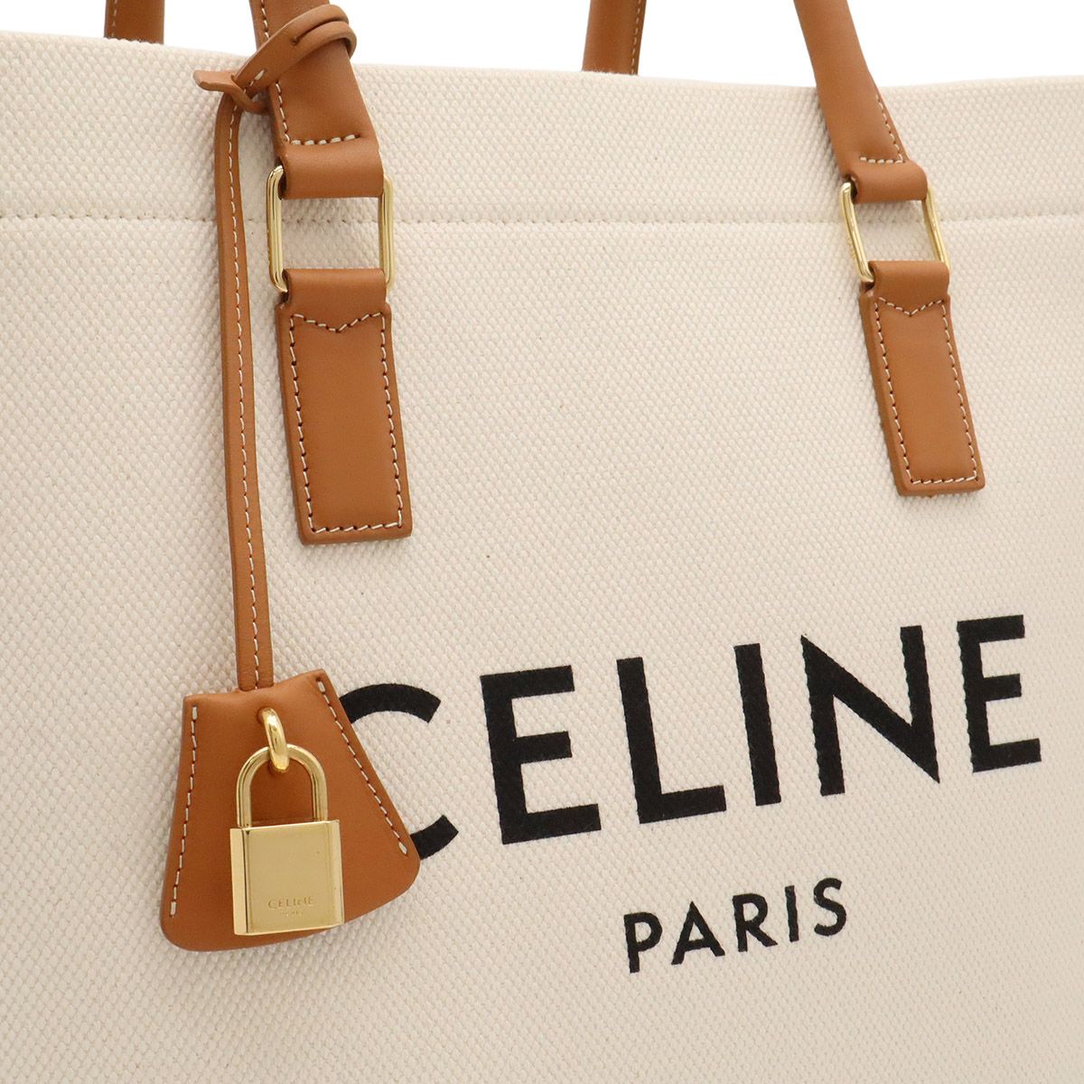 Celine Horizontal Cabas Print Tote Canvas Leather Natural — view 8