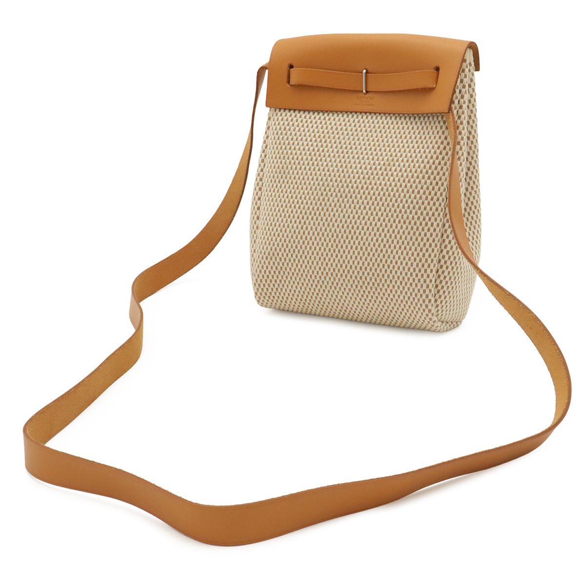 Hermes Herbag TPM Shoulder Bag Pochette Toile GM Officier Natural Light Brown — view 2