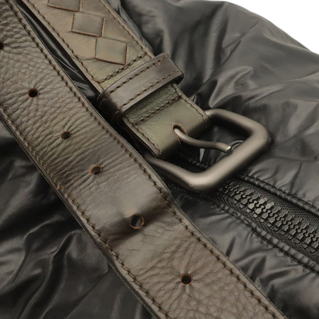 Bottega Veneta Spinnaker Shoulder Bag Nylon Black Dark Brown — view 5
