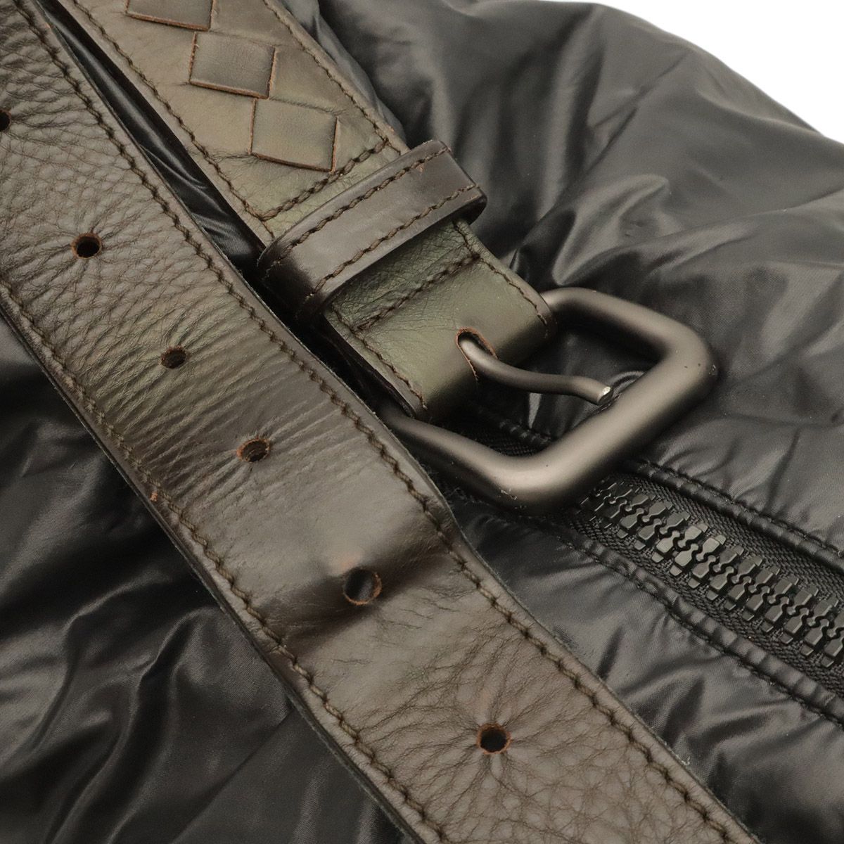 Bottega Veneta Spinnaker Shoulder Bag Nylon Black Dark Brown — view 5