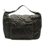 Bottega Veneta Spinnaker Shoulder Bag Nylon Black Dark Brown