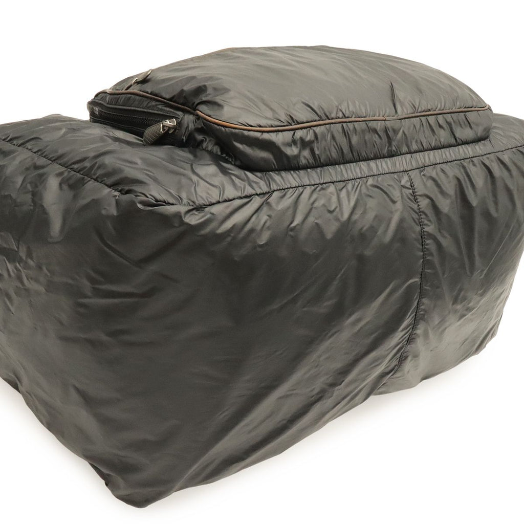 Bottega Veneta Spinnaker Shoulder Bag Nylon Black Dark Brown — view 3