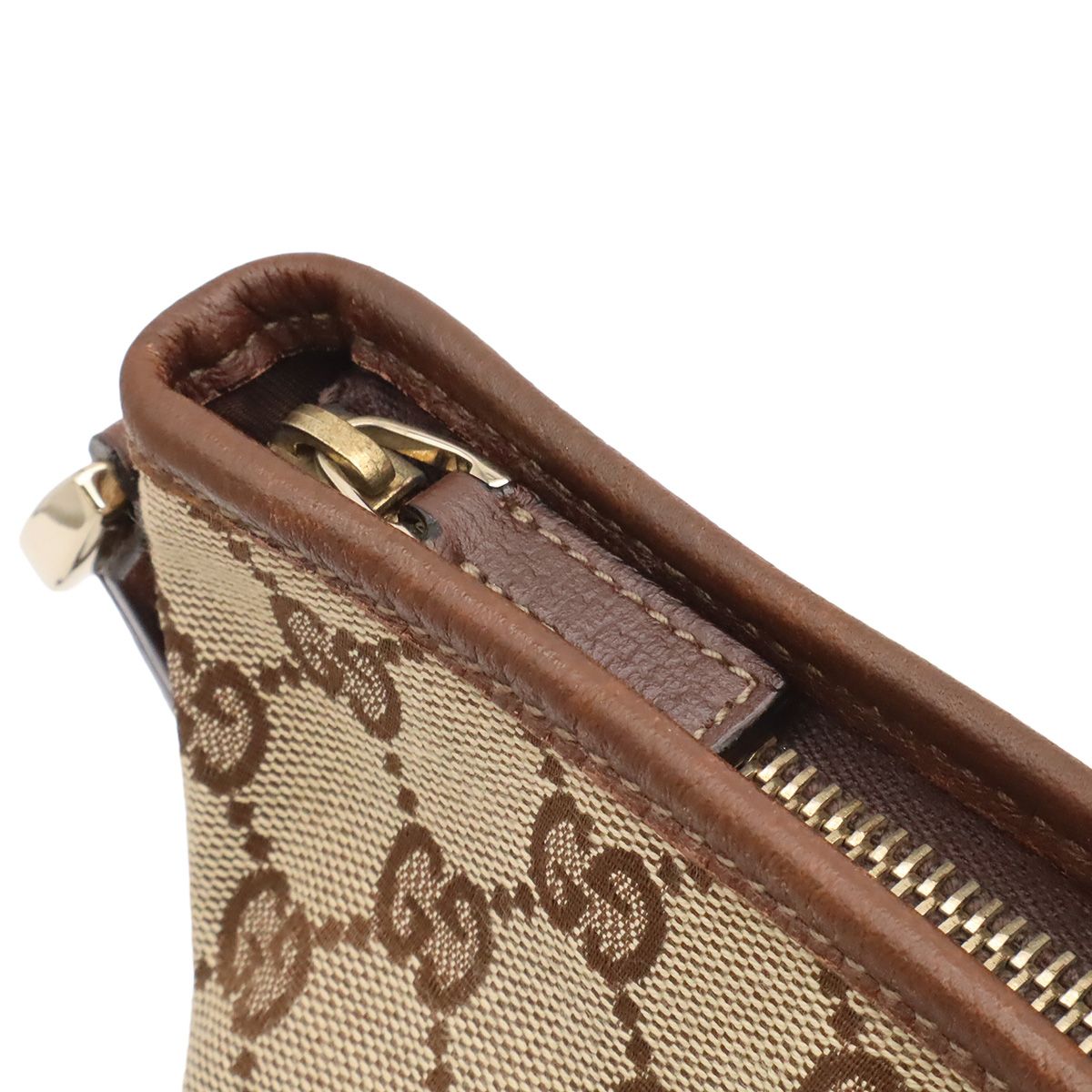 Gucci Abbey GG Canvas Shoulder Bag Crossbody Leather Khaki Beige Brown Gold — view 4