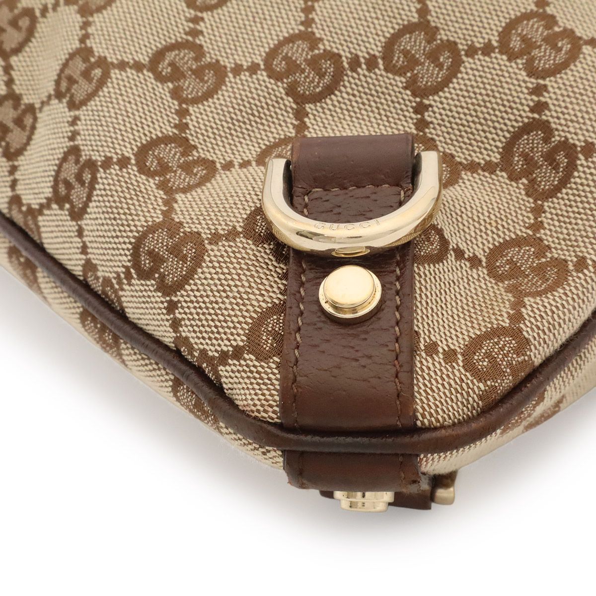 Gucci Abbey GG Canvas Shoulder Bag Crossbody Leather Khaki Beige Brown Gold — view 3