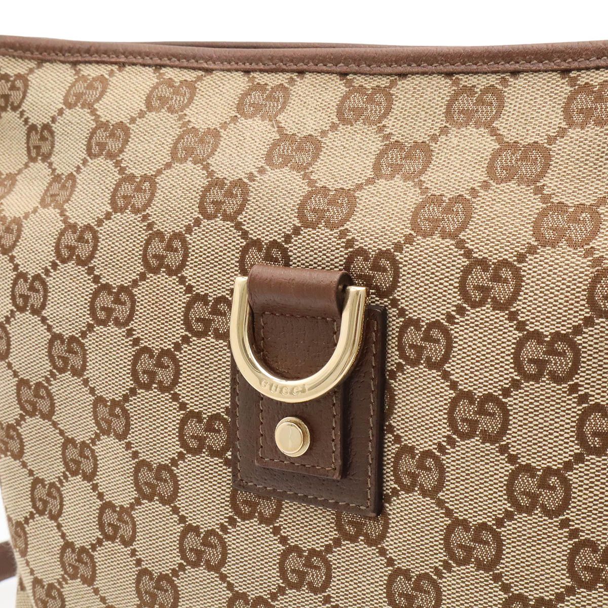 Gucci Abbey GG Canvas Shoulder Bag Crossbody Leather Khaki Beige Brown Gold — view 8