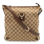 Gucci Abbey GG Canvas Shoulder Bag Crossbody Leather Khaki Beige Brown Gold