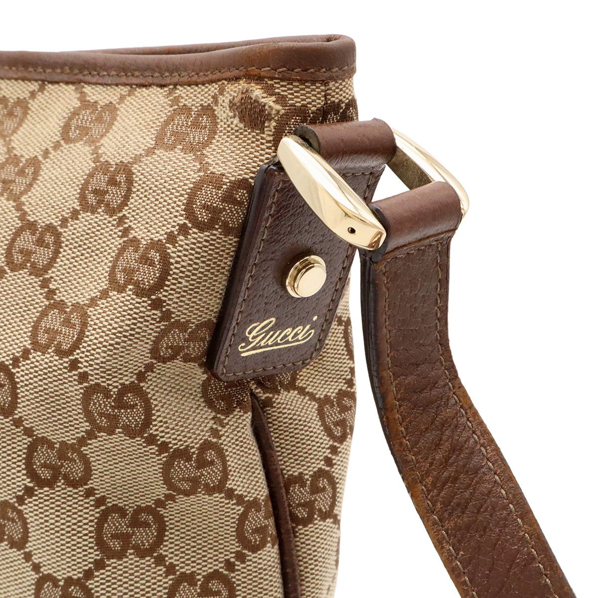 Gucci Abbey GG Canvas Shoulder Bag Crossbody Leather Khaki Beige Brown Gold — view 6
