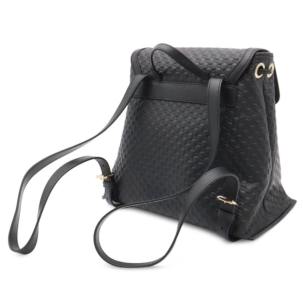 Gucci Micro Guccissima Backpack Leather Black Gold — view 2