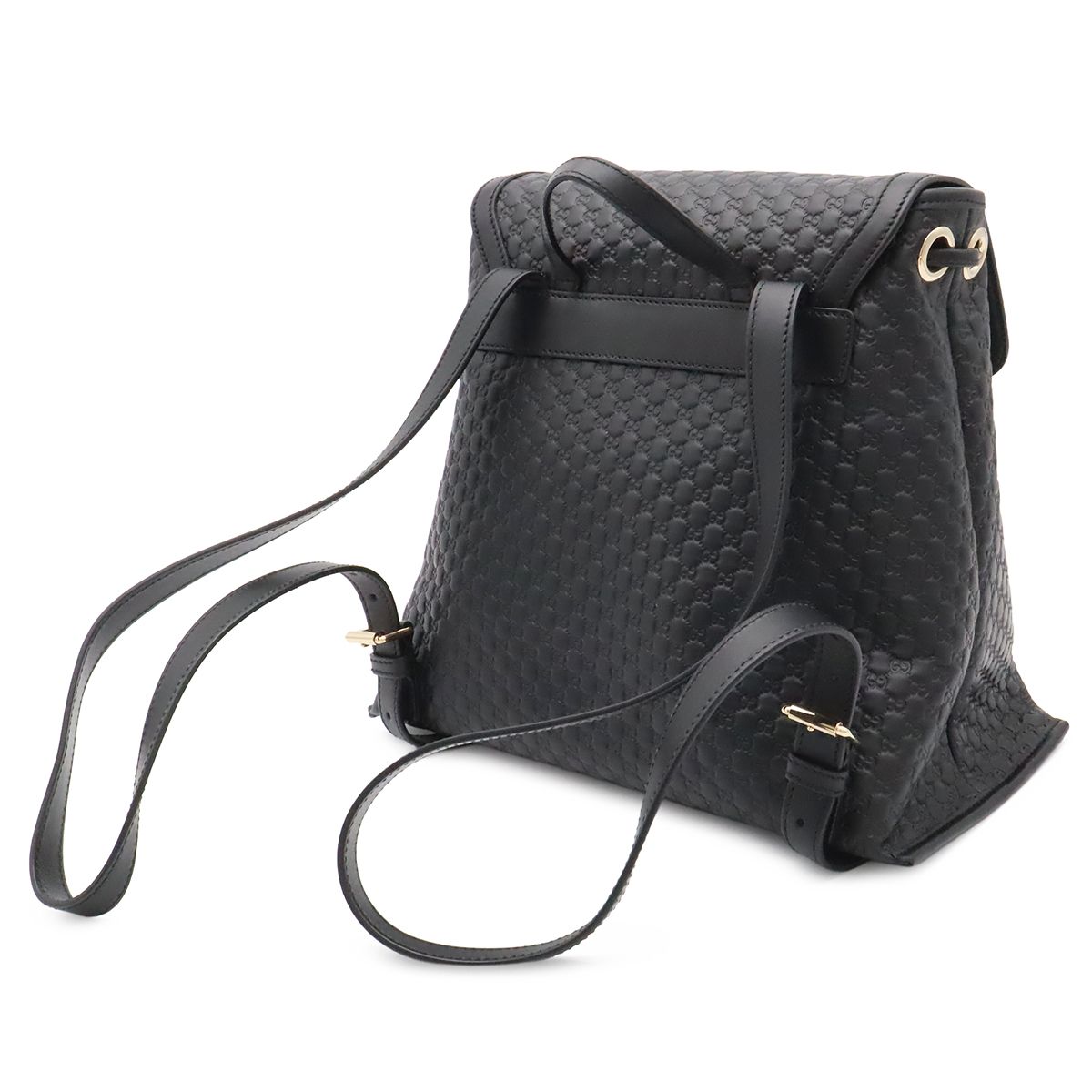 Gucci Micro Guccissima Backpack Leather Black Gold — view 2