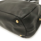 Prada Tote Shoulder Bag 2-Way Vitello Daino Soft Leather Nero Black Gold — view 3