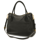 Prada Tote Shoulder Bag 2-Way Vitello Daino Soft Leather Nero Black Gold — view 2
