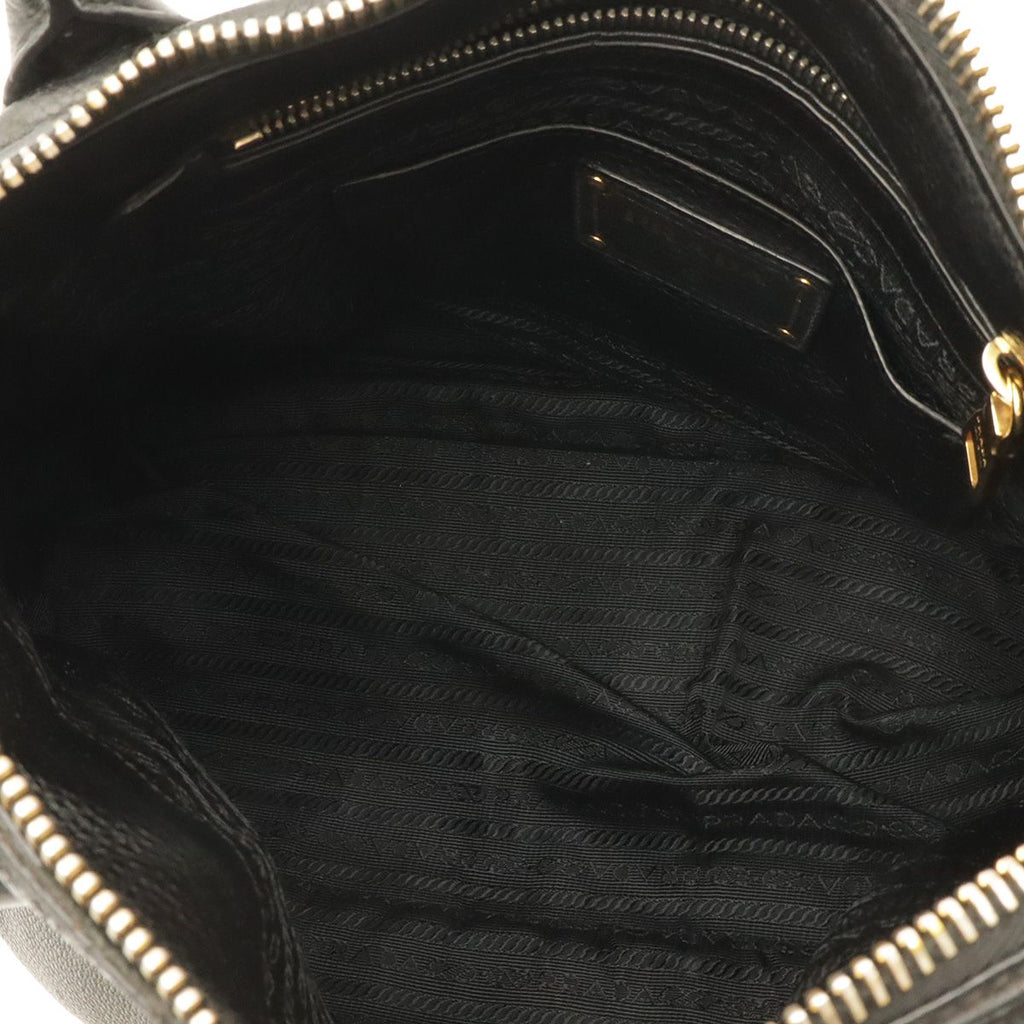 Prada Tote Shoulder Bag 2-Way Vitello Daino Soft Leather Nero Black Gold — view 7