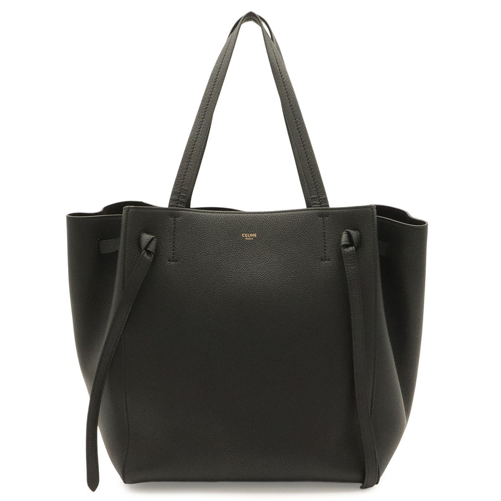 Celine Cabas Phantom Small Tote Shoulder Bag Semi Leather Black