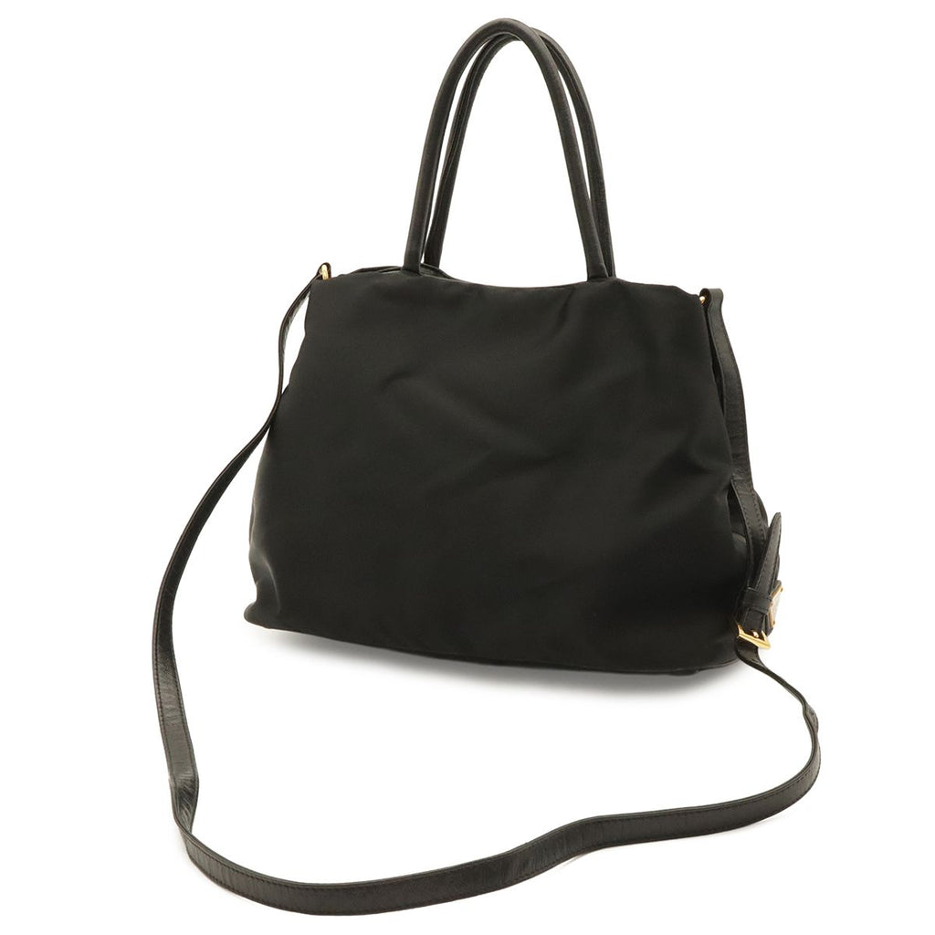 Prada Logo Jacquard Ribbon 2-Way Shoulder Bag Nylon Nero Black Gold Domestic — view 2
