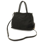 Prada Logo Jacquard Ribbon 2-Way Shoulder Bag Nylon Nero Black Gold Domestic — view 2