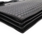 Bottega Veneta Intrecciato Business Briefcase Documents Purse Leather Black — view 3