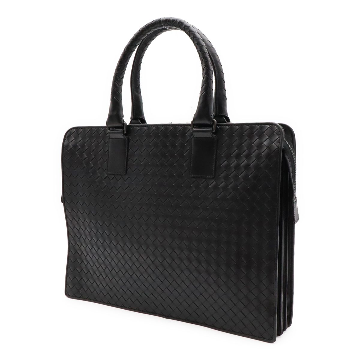 Bottega Veneta Intrecciato Business Briefcase Documents Purse Leather Black — view 2