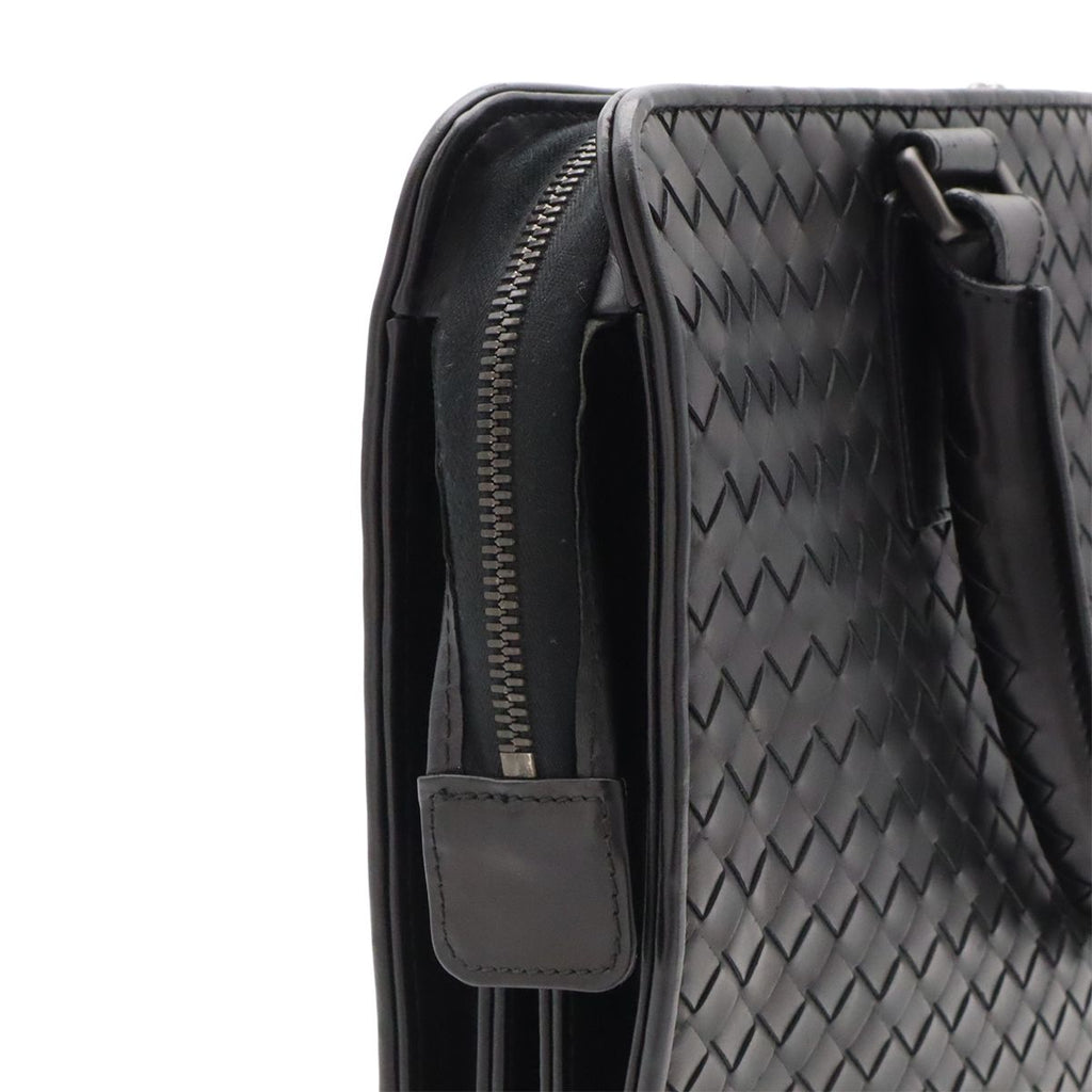 Bottega Veneta Intrecciato Business Briefcase Documents Purse Leather Black — view 7