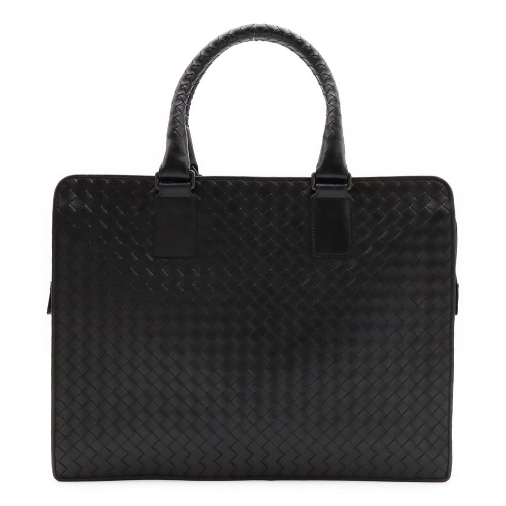 Bottega Veneta Intrecciato Business Briefcase Documents Purse Leather Black