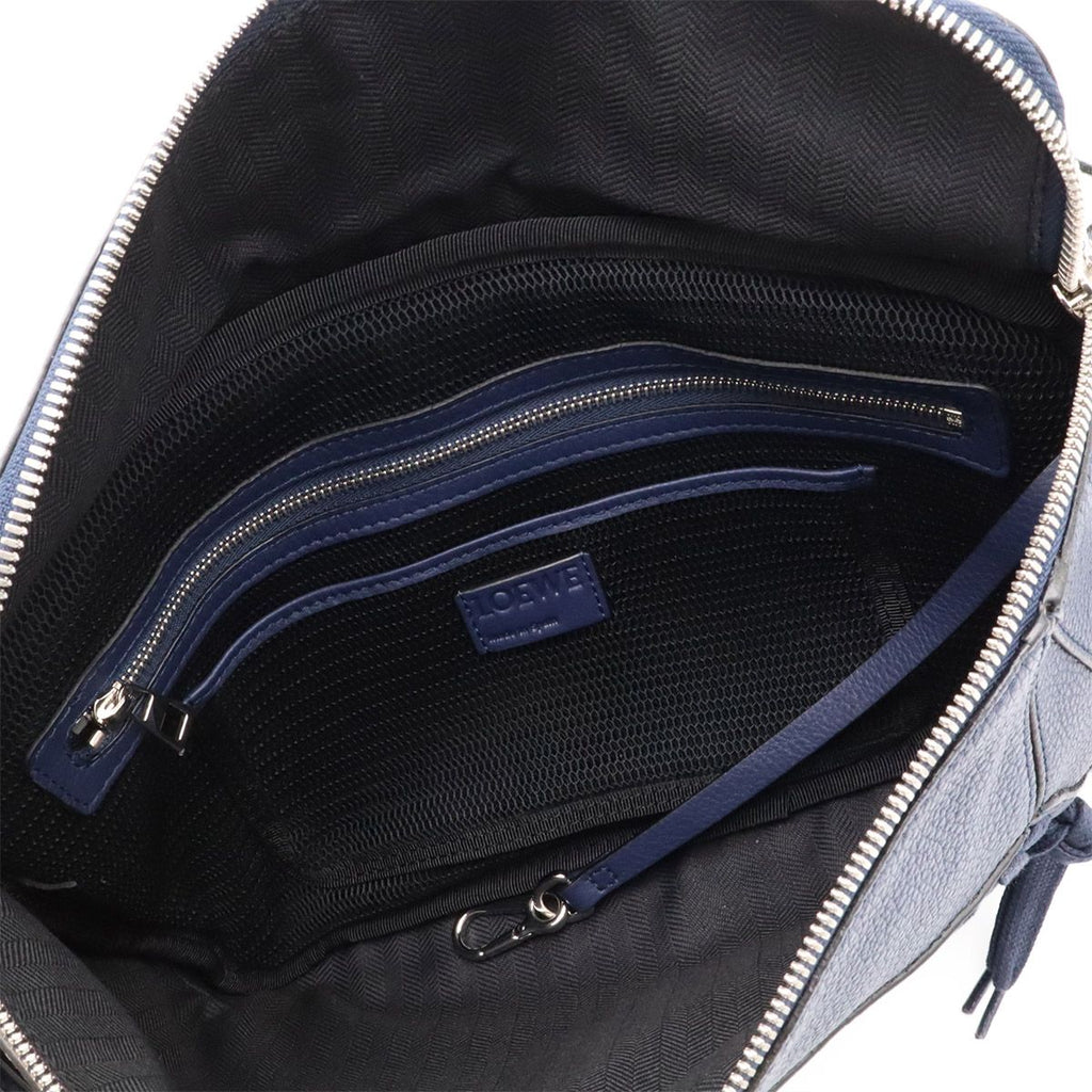 Loewe Puzzle Anagram Sling Bag Crossbody Leather Navy Silver — view 8