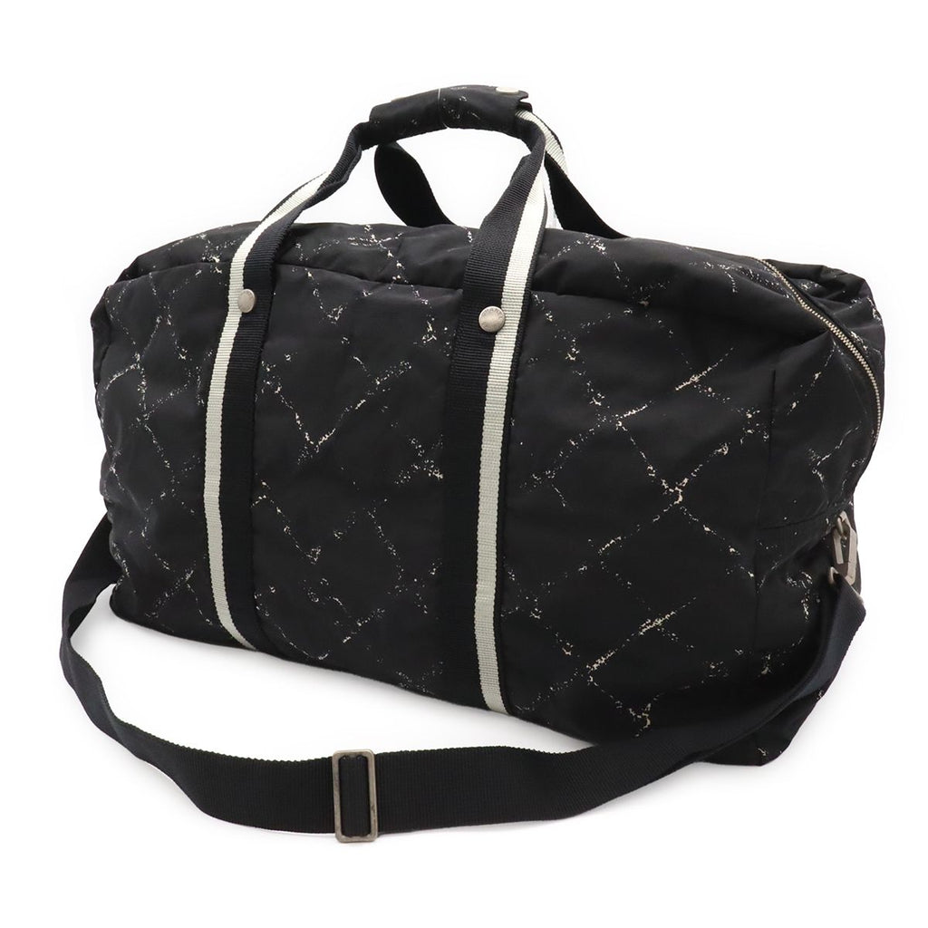 Chanel Vintage Travel Line Boston Bag Purse 2-Way Nylon Black — view 2