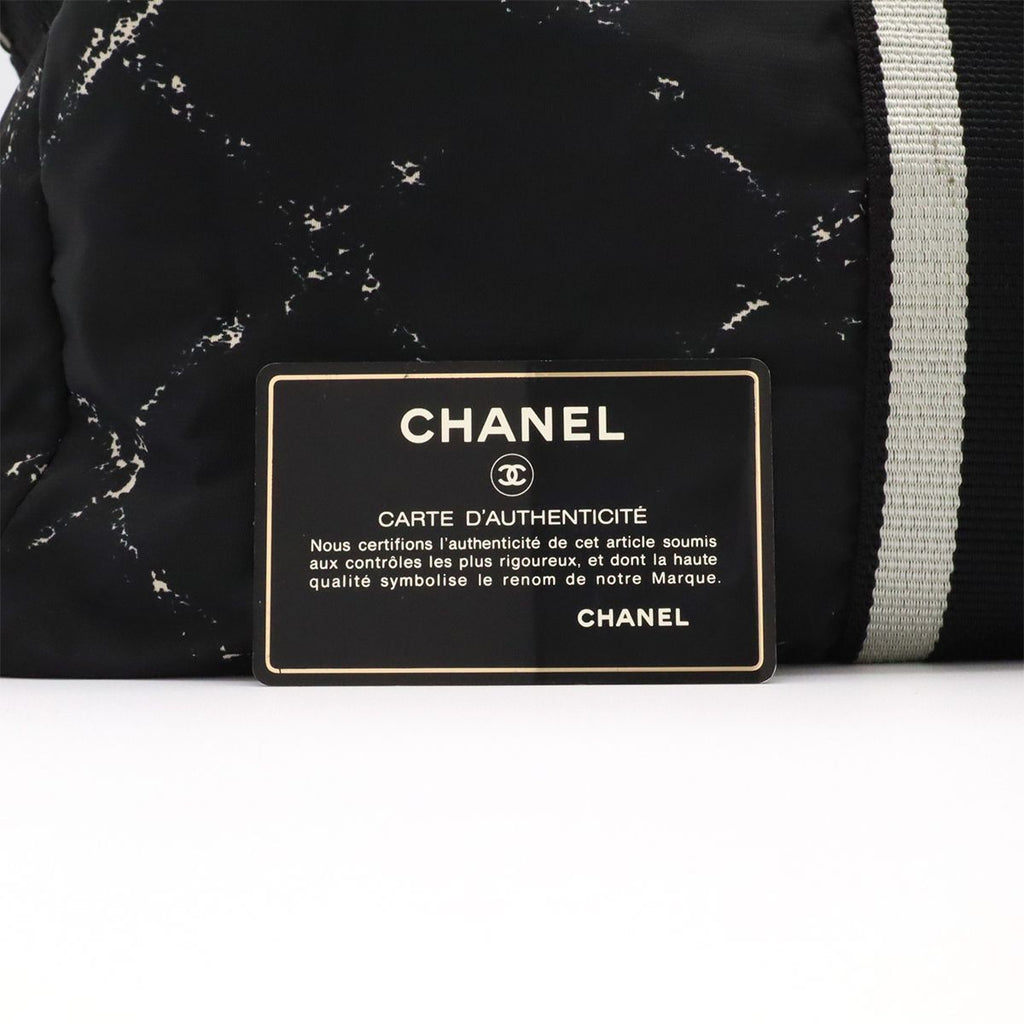 Chanel Vintage Travel Line Boston Bag Purse 2-Way Nylon Black — view 9
