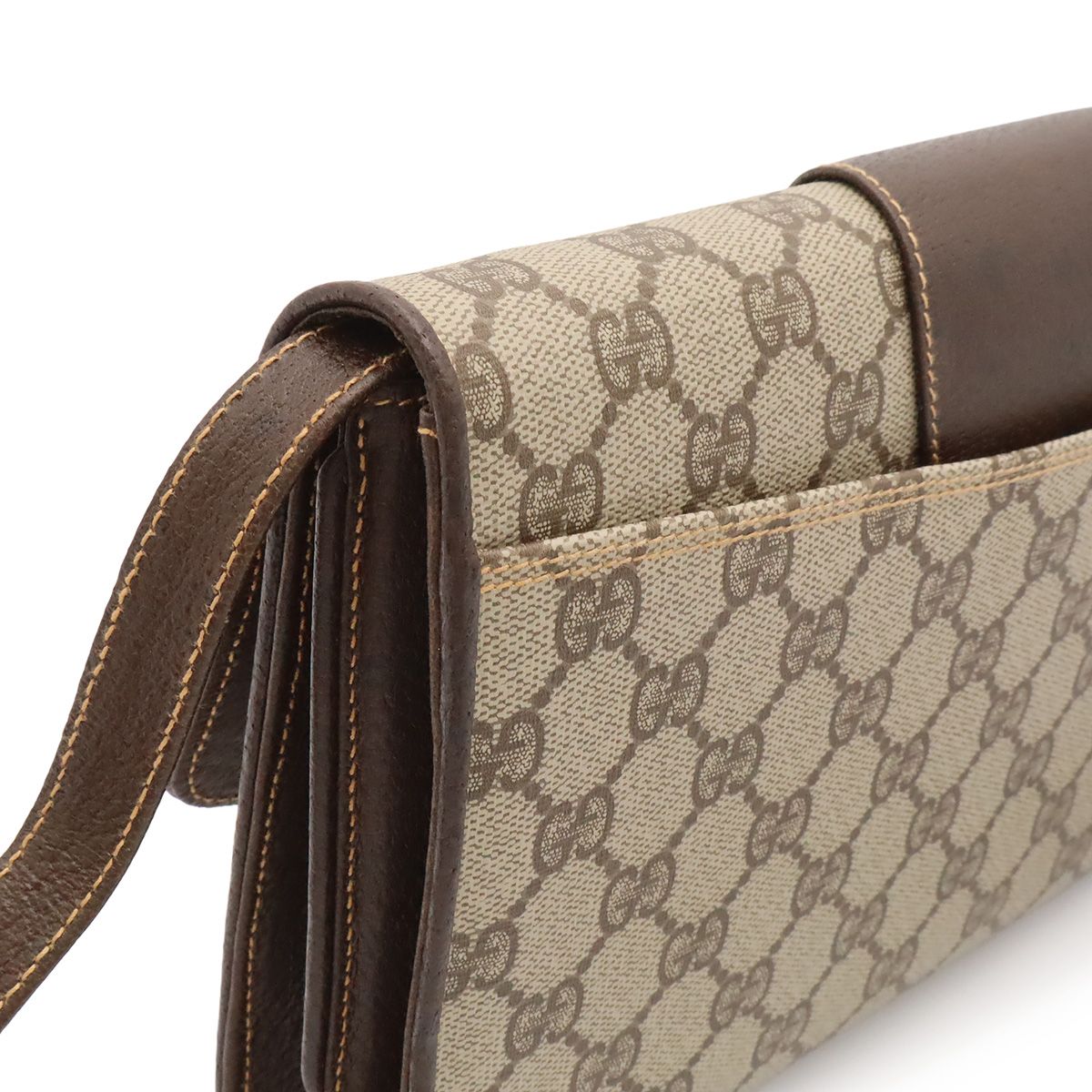 Gucci Vintage GG Plus Shoulder Bag Pochette Leather Beige Brown Gold 904.02.050 — view 4