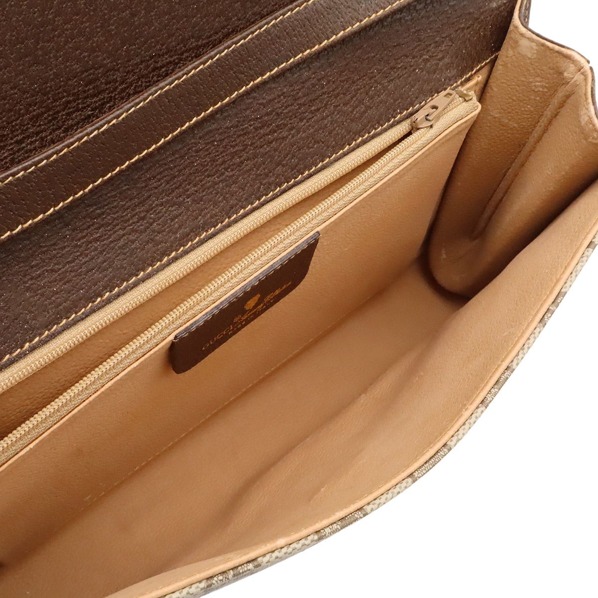 Gucci Vintage GG Plus Shoulder Bag Pochette Leather Beige Brown Gold 904.02.050 — view 6
