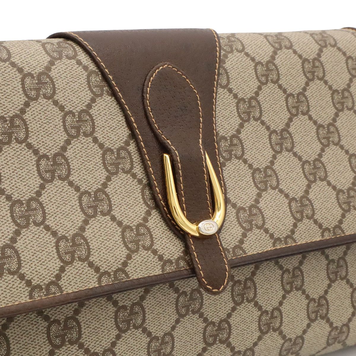 Gucci Vintage GG Plus Shoulder Bag Pochette Leather Beige Brown Gold 904.02.050 — view 9