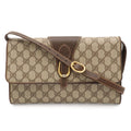 Gucci Vintage GG Plus Shoulder Bag Pochette Leather Beige Brown Gold 904.02.050