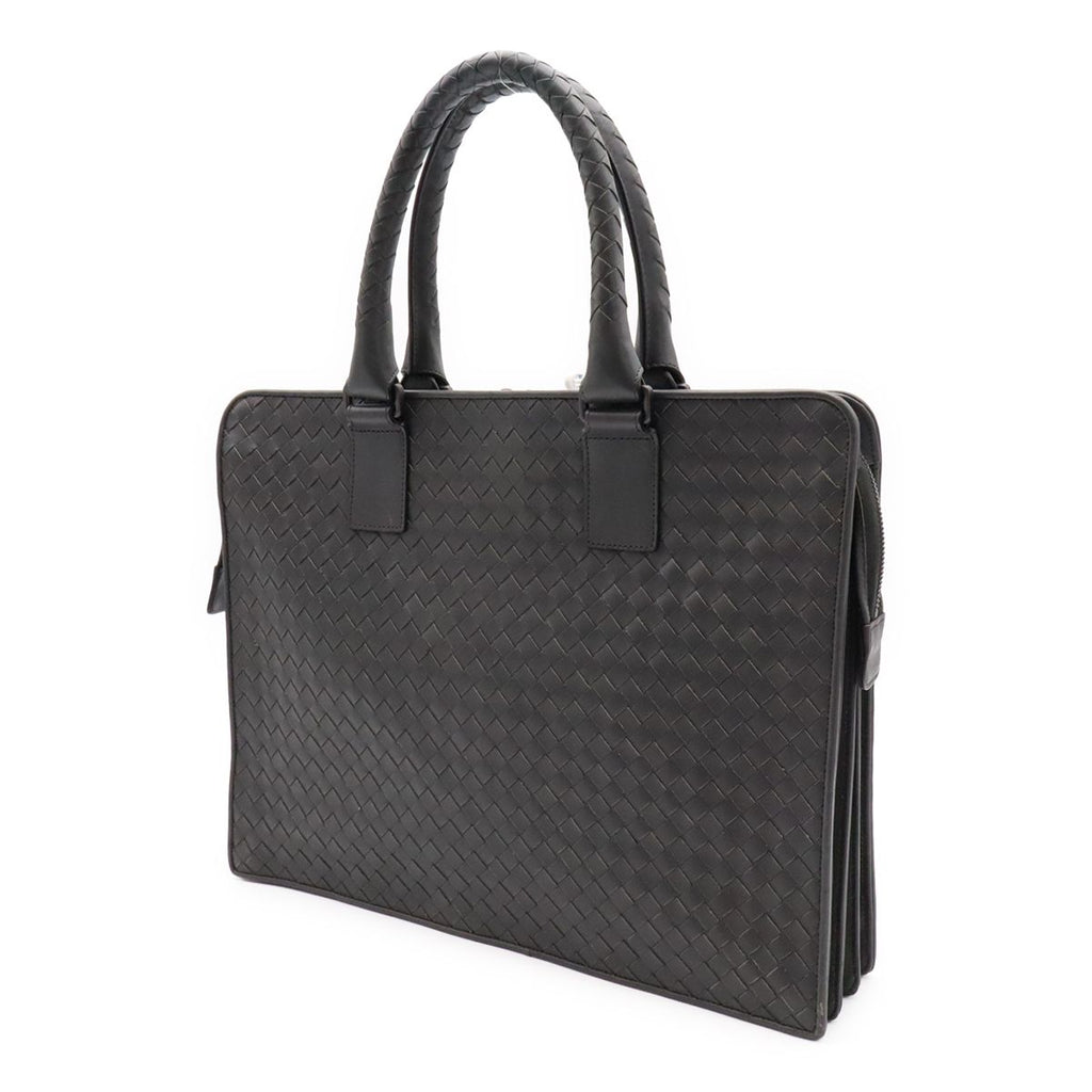 Bottega Veneta Intrecciato Business Briefcase Documents Purse Leather Gray — view 2