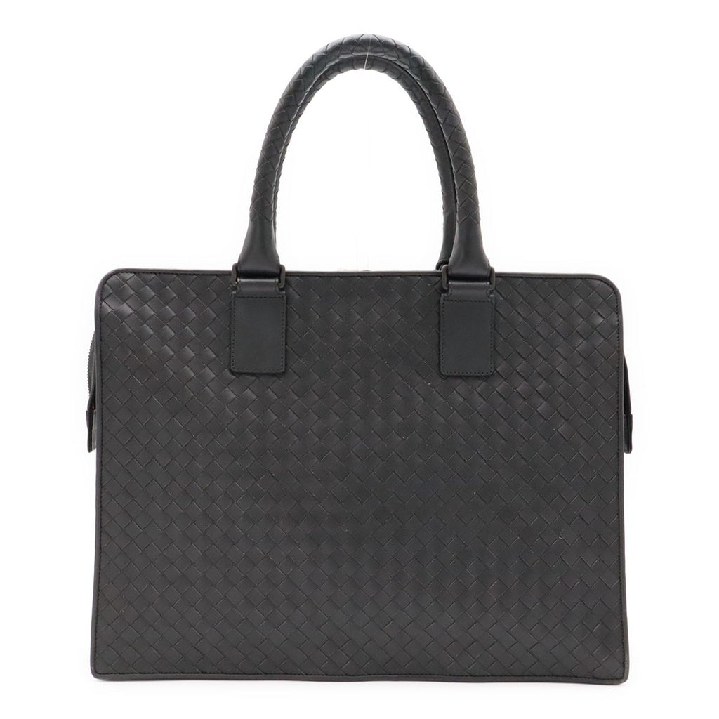 Bottega Veneta Intrecciato Business Briefcase Documents Purse Leather Gray