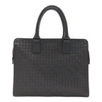 Bottega Veneta Intrecciato Business Briefcase Documents Purse Leather Gray