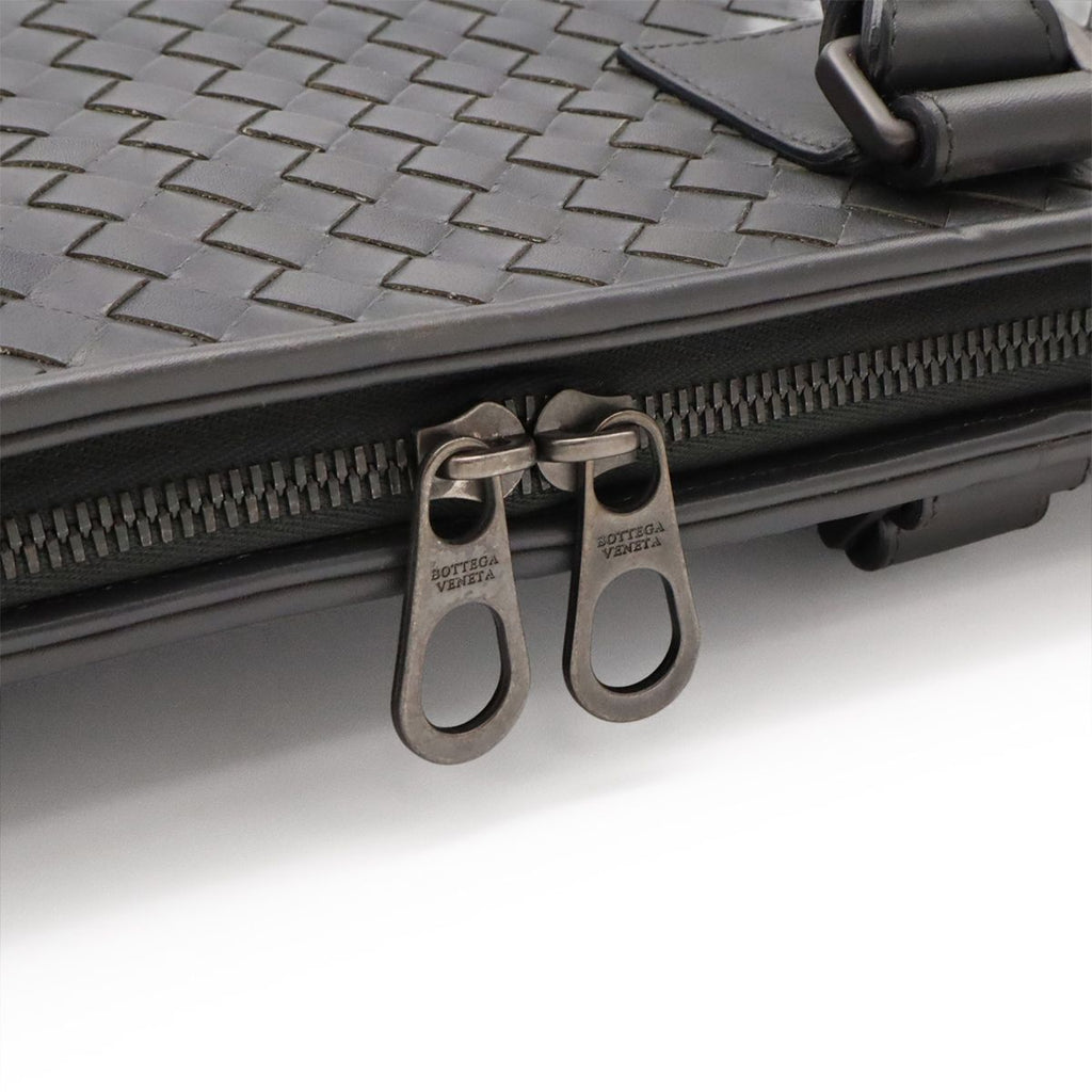 Bottega Veneta Intrecciato Business Briefcase Documents Purse Leather Gray — view 5